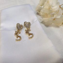 Rhinestone Peach Heart Stud Dangle earrings Designer For Women Luxury Earrings Jewellery Fashion Girls Party Wedding 925 Silver Pin Letter Y Stud Earring Gift