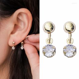Stud Earrings 2023 Summer For Women Charming Rhinestone Fashion Gold Colour Metal Ball Ear Lady Jewellery Gift