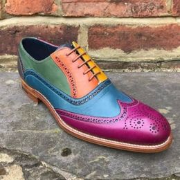 Boots Mixed Colours for Men Bullock Lace Up Round Toe Handmade Fashion Business Shoes with 230320
