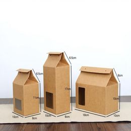 Tea packaging cardboard kraft paper bagClear Window box For Cake Cookie Food Storage Standing Up Papers Packing Bag