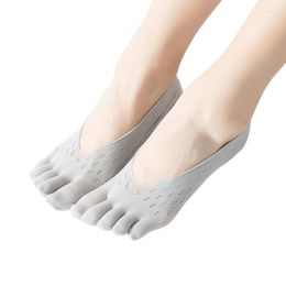 Women Socks Summer Thin Lace Five Fingers Toe Low Cut Sallow Mouth Invisible Liner Breathable Mesh Now Show Silicone Anti-Skid B