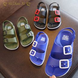 Sandals Childrens Summer Boys PVC Buckle Kid Slippers Antiskid Baby Girl Shoes British Non slip Beach Kids 230317