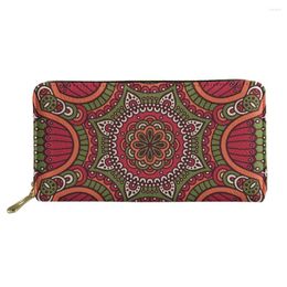 Wallets Bright Colourful Boho Floral Print PU Long Zipper Phone Bag For Girls Clutch Purse Carteira Womens Handbags