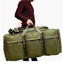 Stuff Sacks 90L Large Capacity Men's Travel Bags Canvas Military Tactical Backpack Waterproof Hiking Climbing Camping Rucksack XA216K 230317
