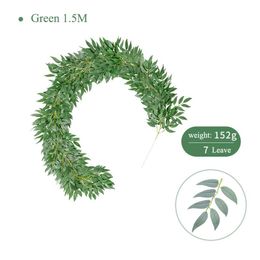 Decorative Flowers OHEART 2m Artificial Willow Garlands Plant Fake Silk Vines Green Leaf Wreath Wedding Backdrop Decoration Party Home Table