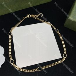 Luxury Gold Long Chain Necklace Men Women Thick Chains Jewellery Double Letter Pendant Necklaces With Box