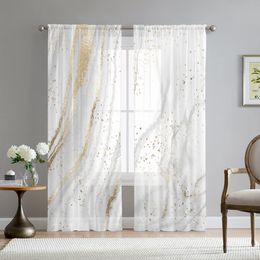 Sheer Curtains Pattern Design Gauze Fashion Marbling Window Voile Valance Home Decor for Livingroom Bedroom Rod Pocket 230320