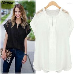 Women's Blouses Summer Women Blouse O-neck Batwing Sleeves Cotton Linen Casual Vintage Stitching Hollow Tops Female's Clothing Xnxee