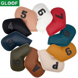 Other Golf Products 10pcsset Golf Iron Headcover 3-9 P S A Club Head Cover Embroidery Number Case Sport Golf Training Equipment Accessories 230317