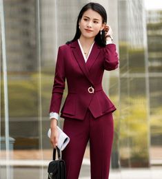 Women's Suits Blazers Fashion Formal Pant Suits for Women Office Work 2 Piece Pants Blazer Set Business Trousers Jacket Suit Female Autumn Winter 230320