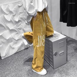 Men's Pants Graffiti Corduroy Mens Autumn Winter Casual Trousers Male Drawstring Sweatpants Streetwear Fashion Hip Hop