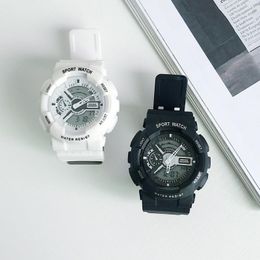 Wristwatches 2023 INS Lovers Male And Female Students Korean Version Of Simple Double-core Electronic Waterproof Multi-function Sports Watch