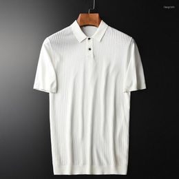 Men's T Shirts Mens Luxury Summer White Knitting Short Sleeve Thin Male T-shirts Plus Size 4xl Fashion Slim Breathable Man Tee