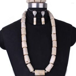 Necklace Earrings Set 4ujewelry 13-23mm Nature White Coral Beads 34 Inches African Jewellery Traditional Women