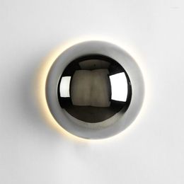 Wall Lamps Simple Flush Mount Round Sconce Lamp Chrome Gold Warm White Nordic Modern Bedroom Living Room Bathroom Mirror Light Fixture