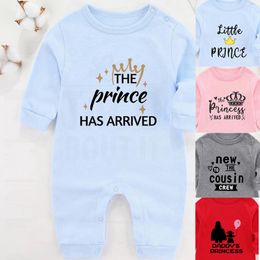 Rompers The Prince Has Arrived Winter Baby Boy Clothes born Romper Cotton Baby Girl Pography Outfits Long Sleeve Babies Costume 230320
