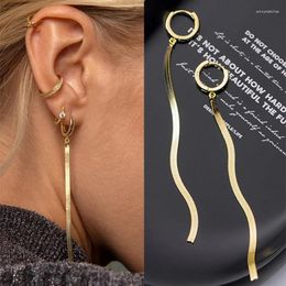 Hoop Earrings Trendy Fashion Gold Silver Colour Long Tassel For Women Simple Geometric Unique Korean Wedding Jewellery Gifts