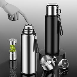 Water Bottles Stainless Steel Smart All-Steel Vacuum Cup Large Capacity Tea and Water Separation Portable Outdoor Sports Bottle 230320