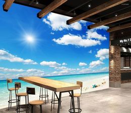 Wallpapers CJSIR Custom Seaside Blue Sky And White Clouds 3D Landscape Mural Po Wallpaper Living Room Sofa Bedroom Wall Papers Decors