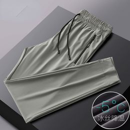 Men's Pants Summer Breathable Ice Silk Black Sweatpants Men Joggers Sportswear Baggy Trousers Male Casual Track Pants Size 7XL 8XL 9XL 230320