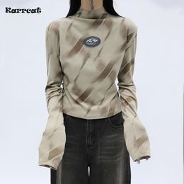 Womens TShirt Karrcat Grunge Turtleneck T Shirt Cyber Y2k Tops Korean Fashion Chic Tshirts 3D Harajuku Tee Shirt Vinatage Streetwear 00s 230320