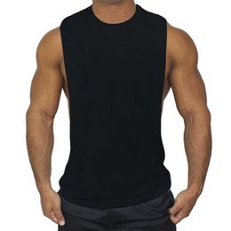 Men's Tank Tops New Running V Men Sport Gym Tank Top Open Side Sleeveless T Shirt Outdoor Workout Cotton Rashgard Training Shirt Fitness Tops Z0320