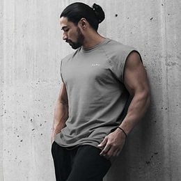 Men's Tank Tops Mens Brand Gym Cloing Fitness Sleeveless Tshirts Bodybuilding Tank Tops Workout Running Male Undershirt Cotton Casual V Z0320