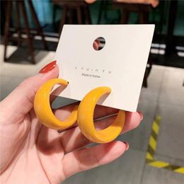 Hoop Earrings & Huggie Korea Colorful Acrylic Geometric C-shaped Retro For Women Girls Party Travel Jewelry GiftsHoop