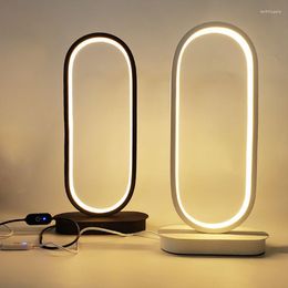 Table Lamps Portable LED Dimmable Lamp Home Bedroom Bedside Oval Touch Night Light Desk Decor EU Plug