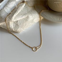 Pendant Necklaces DAVINI Ring Necklace Two Layers Chain Golden Romantic OL For Women Female Fashion Jewelry MG295