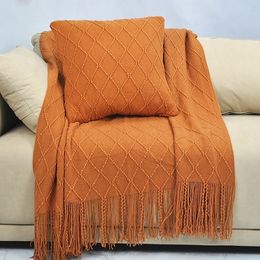 Blankets Nordic Bohemian Style Blanket Solid Colour Office Blanket Soft and Comfortable Air Permeability Blankets for Beds Queen King Size 230320