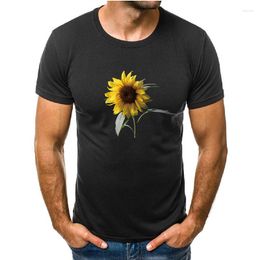 Men's T Shirts 2023 Summer Cotton Hip-hop T-shirt Fashion Sunflower Printed Short Sleeve Tshirt Oversize Hip Hop Tops