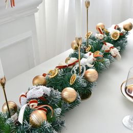 Decorative Flowers Year Merry 2023 Artificial Christmas Decorations 135CM Rattan PE Garland Goods Home Supplies Room Decor Xmas Nordic Gift