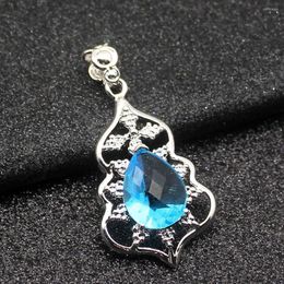 Pendant Necklaces Hermosa Amazing Teardrop London BlueTopaz Silver Colour For Women Charms Chain Necklace 20 Inch