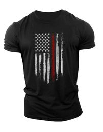 Men's T-shirts Men's American flag trend fitness short sleeve T-shirt