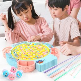 Party Games Crafts Kids Fishing Toys Electric Rotating Play Game Musical Fish Plate Set Magnetic Outdoor Sports for Children Gifts 230320