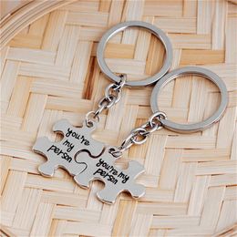 Keychains 2 Pcs Grey Anatomy Keychain (You Are My Person )Puzzle Lovers Friend Statement Car Key Holder Valentine's Day Gift