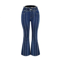 Women's Jeans Stretch Jeans Women's Vintage Fashion High Waist Flare Jeans Women Slim Spliced Bell Bottom Streetwear Wash Denim Trousers 230317