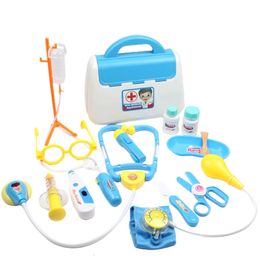 Other Toys 15Pcs Electric Kit Simulation FirstAid Case for Childrens Role Play Doctor Pretend Realistic Stethoscope 230320