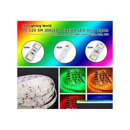 Led Strips 5M 5050 3528 5630 Light Warm White Red Green Blue Pink Purple Rgb Flexible Roll 300 Leds 12V Outdoor Ribbon Drop Delivery Dhumz