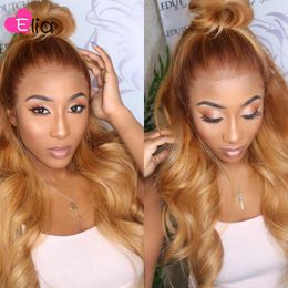 Elia Ombre 27 Colored Lace Frontal Wig Body Wave Wigs With Baby Hair For Black Women Brazilian Virgin Human Drop