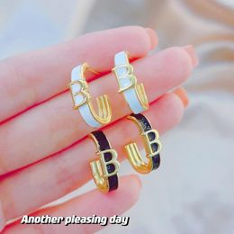 Stud Earrings High Quality Letter B For Women 2023 Trendy Elegant Korean Fashion Minimalist Gold Color Statement Earring Jewelry