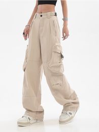 Women's Jeans Casual Baggy Pants For Women Loose Low Waist Retro Overalls Hip Hop Streetwear Straight Trousers Wide Leg Y2K Cargo Pants 230317