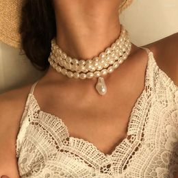 Pendant Necklaces DIEZI Multilayer Baroque Irregular Pearl Statement Necklace For Women 2023 Fashion Short Choker Ladies Femme Jewelry