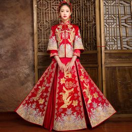 Ethnic Clothing Spring Traditional Show Bride Married Suits Chinese Style Wedding Formal Dress Female Evening Cheongsam Kimono Overseas