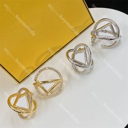 Newest Diamond Stud Earrings Circular Gold Pendant Hoop Earring Silver Crystal Eardrops With Box Birthday Lovers Gift