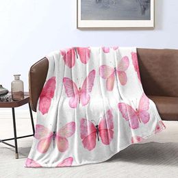 Blankets Butterfly Blanket Pink Butterflies Throw Warm Lightweight Botanical Bed Soft For Sofa