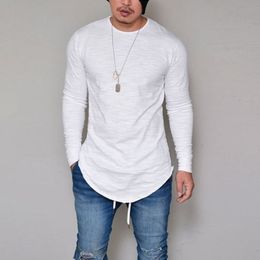 Men's T-Shirts 10 Colors Plus Size S-4XL 5XL Summer Autumn Fashion Casual Slim Elastic Soft Solid Long Sleeve Men T Shirts Male Fit Tops Tee 230317
