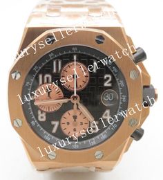 Men's Super JFF Factory 44mm Asia 7750 Automatic 3126 Black Checkered Dial with Gold Subdials 18K Rose Gold Plated Plated Bezel Chronograph Black Leathe Wristwatch