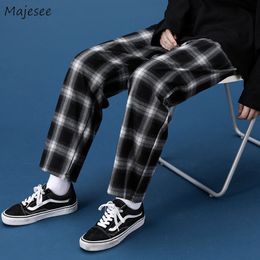 Men's Pants Plaid Design Vintage Pants Men Plus Size 3XL Loose Teens Couples Chic Harajuku Japanese Style All-match Straight Trousers Simple 230320